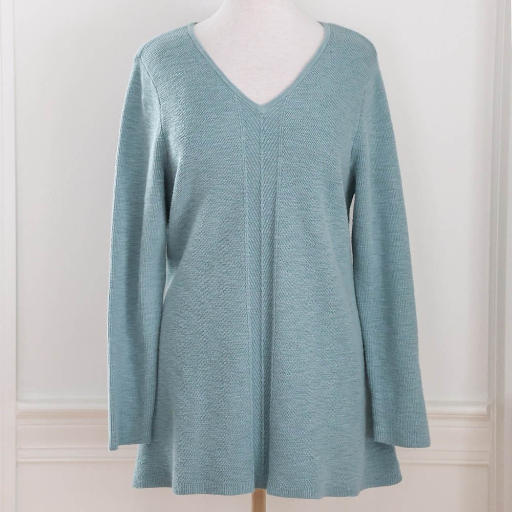 J Jill Steel Blue Knit Tunic Pullover Sweater Size Large